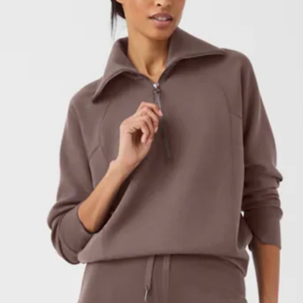 SPANX Taupe AirEssentials half zip Sweatshirt